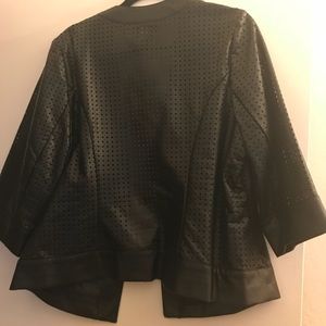 Leather looking shirt jacket